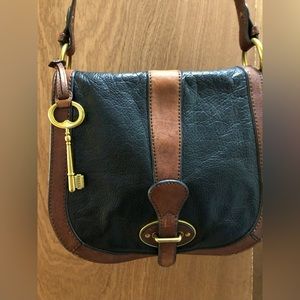 Fossil leather bag black/brown